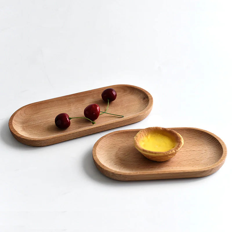 Japanese Solid Wood Oval Tray