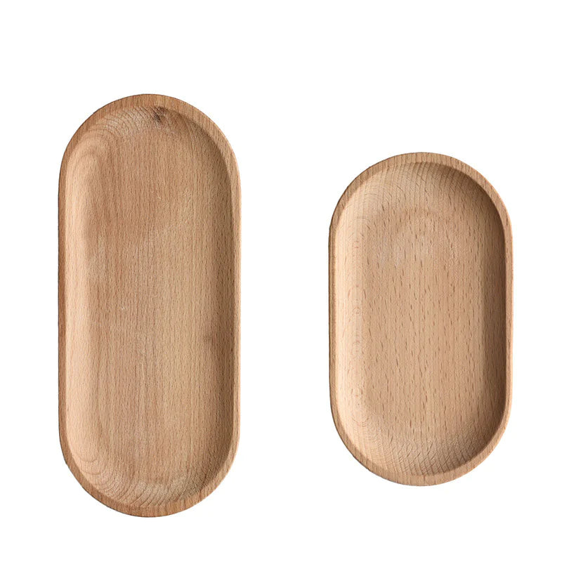 Japanese Solid Wood Oval Tray